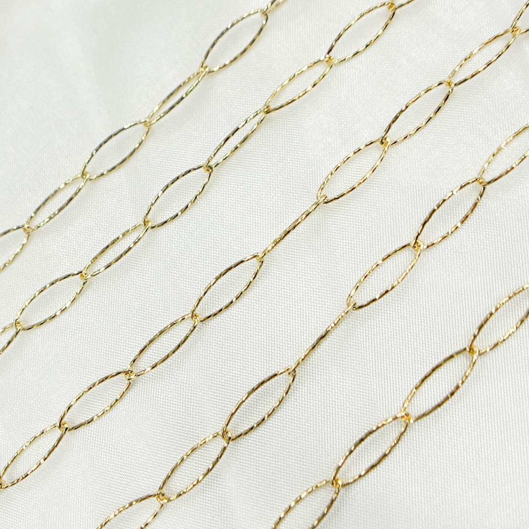 Gold Plated 925 Sterling Silver Diamond Cut Oval Link Chain
