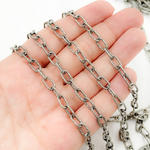 Load image into Gallery viewer, Oxidized Sterling Silver Round Hammered Paperclip Chain