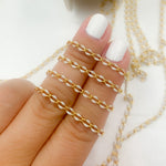 Load image into Gallery viewer, Sterling Silver Gold Plated White Enamel Cable Link Chain