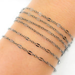 Load image into Gallery viewer, Blue Black Rhodium Sterling Silver Flat Marina Chain