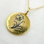 Load image into Gallery viewer, 14k Solid Gold Medallion Flower-Month Necklace