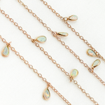 Load image into Gallery viewer, Created White Opal Tear Drop Shape Dangle Chain