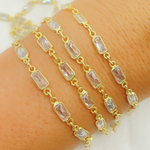 Load image into Gallery viewer, Cubic Zirconia Rectangle Shape Connected Chain