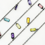 Load image into Gallery viewer, Multi Color Cubic Zirconia Rectangle Shape Dangle Chain