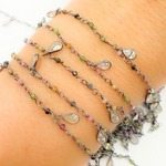 Load image into Gallery viewer, Multi Tourmaline & CZ Dangle Oxidized Wire Chain