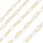 Load image into Gallery viewer, Sterling Silver Smooth and Gold Plated Diamond Cut Paperclip