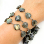 Load image into Gallery viewer, Labradorite Triangle Shape Bezel Oxidized Wire Chain