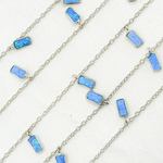 Load image into Gallery viewer, Created Blue Opal Rectangular Shape Dangle Chain.
