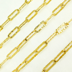 Load image into Gallery viewer, Gold Plated 925 Sterling Silver Flat Hammered Paperclip Chain