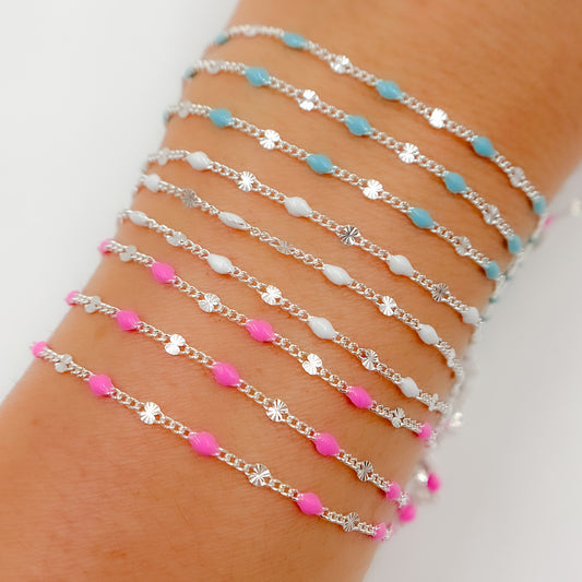 Sterling Silver Enamel Marina Link Chains