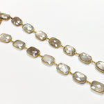 Load image into Gallery viewer, Coated Grey Moonstone Rectangular Shape Bezel Gold Plated Silver Wire Chain