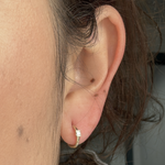 Load image into Gallery viewer, 14K Solid Gold Diamond Hoops.