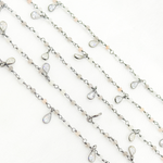 Load image into Gallery viewer, Multi Moonstone & CZ Dangle Oxidized Wire Chain.