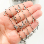Load image into Gallery viewer, Coated Green Moonstone & CZ Dangle Oxidized Wire Chain