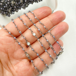 Load image into Gallery viewer, Coated Blue Quartz & Round CZ Wire Wrap Chain