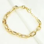 Load image into Gallery viewer, 14K Solid Yellow Hollow Gold Smooth & Flat Oval Link Bracelet