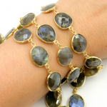 Load image into Gallery viewer, Labradorite Organic Shape Bezel Gold Plated Wire Chain