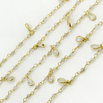 Load image into Gallery viewer, Labradorite & CZ Dangle Gold Plated Wire Chain.