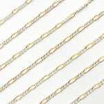 Load image into Gallery viewer, XM/3831C. 14K Gold Filled & Sterling Silver Figaro Link Chain – Long Gold, Short Silver Pattern
