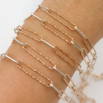 Load image into Gallery viewer, Rose Gold Plated & Silver Long & Short Smooth & Diamond Cut Link Chain