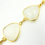 Load image into Gallery viewer, White Moonstone Triangle Shape Bezel Gold Plated Wire Chain.