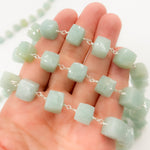 Load image into Gallery viewer, Amazonite Cube Faceted Sterling Silver Wire Chain