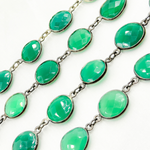 Load image into Gallery viewer, Green Onyx Organic Shape Bezel Oxidized Wire Chain.