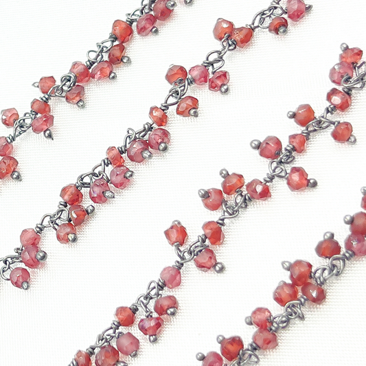 Garnet Cluster Dangle Oxidized Wire Chain.