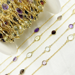 Load image into Gallery viewer, Multi Gemstone Organic Shape Gold Plated Connected Wire Chain