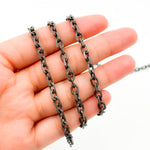 Load image into Gallery viewer, V33BRM. Black Rhodium Matte Sterling Silver Diamond Cut Cable Link Chain