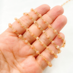 Load image into Gallery viewer, Peach Moonstone Gold Plated Wire Chain