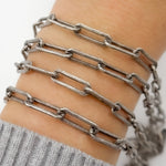 Load image into Gallery viewer, Oxidized Sterling Silver Matt Paperclip Chain