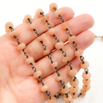Load image into Gallery viewer, Peach Moonstone Oxidized Wire Chain.