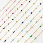 Load image into Gallery viewer, V295OGGF. 14K Gold Filled Olive Green Color Enamel with Paperclip and Diamond Cut Marina Links