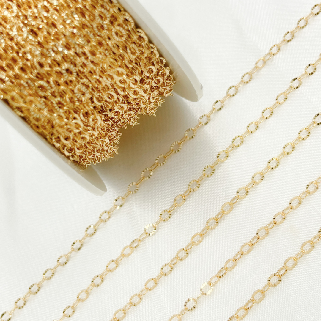 14k Gold Filled Diamond Cut Oval Link