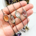 Load image into Gallery viewer, Multi Gemstone Organic Shape Connected Wire Chain.