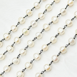 Load image into Gallery viewer, Oval White Freshwater Pearl Wire Wrap Chain.