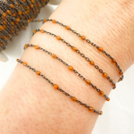 Load image into Gallery viewer, Oxidized Sterling Silver Enamel Orange Color Cable Chain