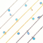 Load image into Gallery viewer, Created Blue Opal Round Shape Dangle Chain