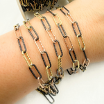 Load image into Gallery viewer, Gold Plated, Black Rhodium & Rose Gold Plated 925 Sterling Silver Diamond Cut Paperclip Chain