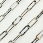 Load image into Gallery viewer, Black Rhodium 925 Sterling Silver smooth & Diamond Cut Paperclip Chain