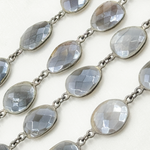 Load image into Gallery viewer, Coated Grey Moonstone Organic Shape Bezel Oxidized Wire Chain.