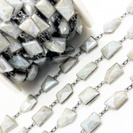 Load image into Gallery viewer, Coated Milky Aquamarine Organic Shape Bezel Oxidized Wire Chain.