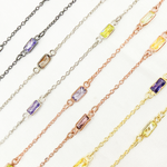 Load image into Gallery viewer, Multi Color Cubic Zirconia Rectangular Shape Connected Chain