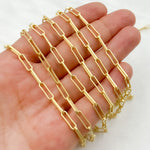 Load image into Gallery viewer, Gold Plated Matte 925 Sterling Silver Flat Paperclip Chain