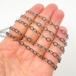 Load image into Gallery viewer, Black Rhodium Sterling Silver Hammered Oval Link Chain