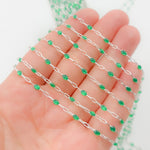 Load image into Gallery viewer, Sterling Silver Green Color Enamel Chain