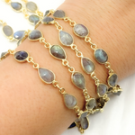 Load image into Gallery viewer, Labradorite Pear Shape Bezel Chain.