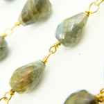 Load image into Gallery viewer, Labradorite Tear Drop Gold Plated 925 Sterling Silver Wire Chain
