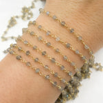 Load image into Gallery viewer, Labradorite Faceted Gold Plated 925 Sterling Silver Wire Chain